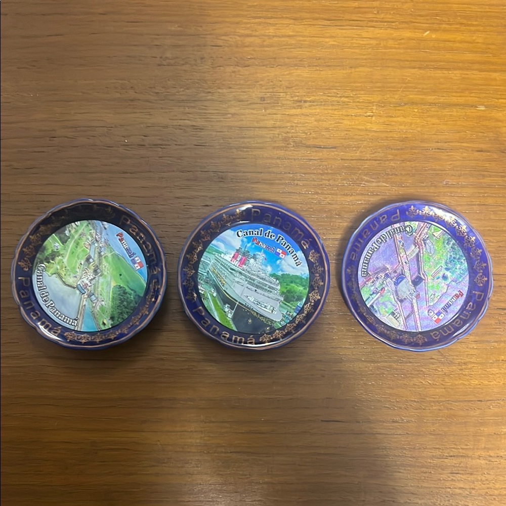 Panama Canal Ceramic Coasters - Blue